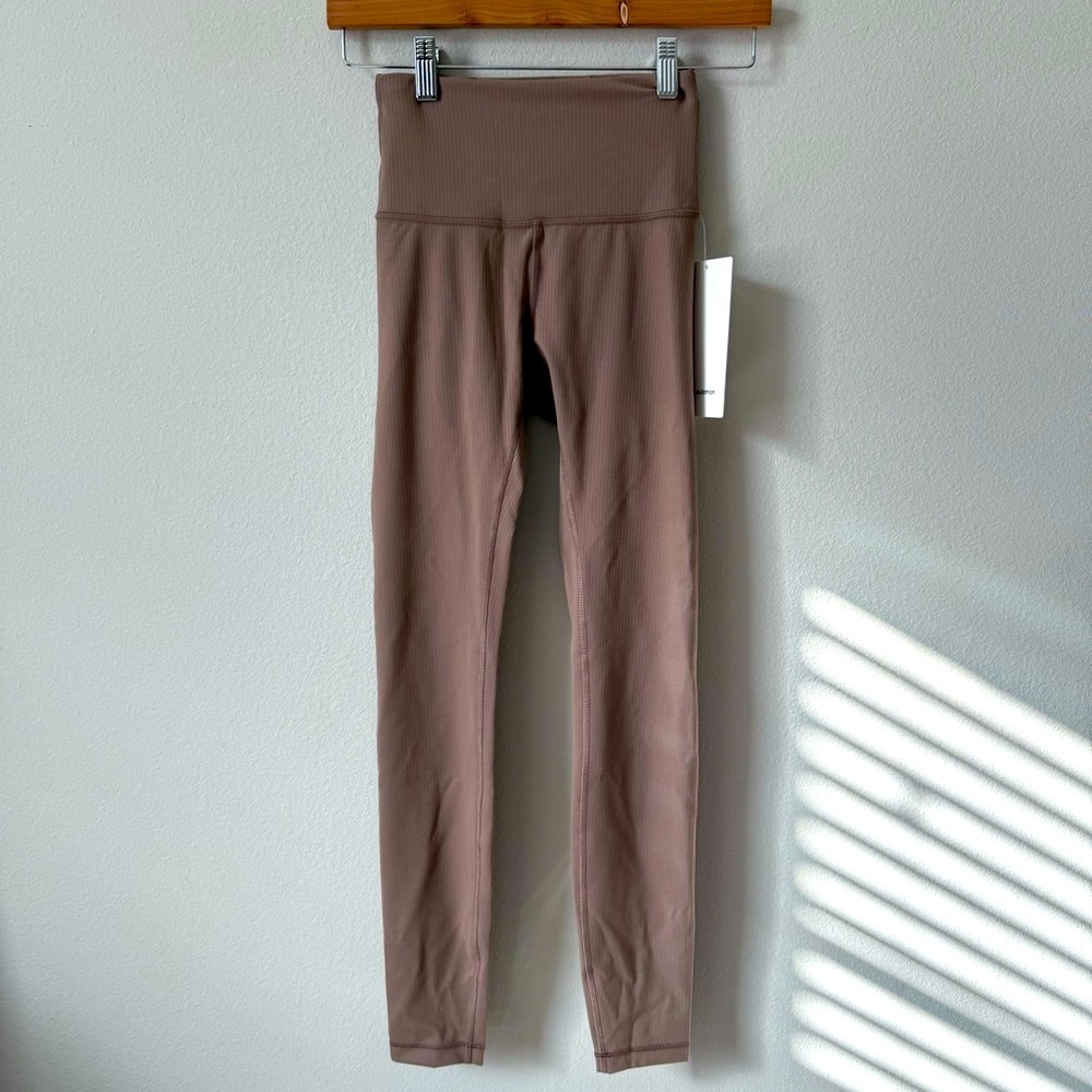 NWT Lululemon Wunder Train Ribbed HR Tight 28" Taupetastic Size 2